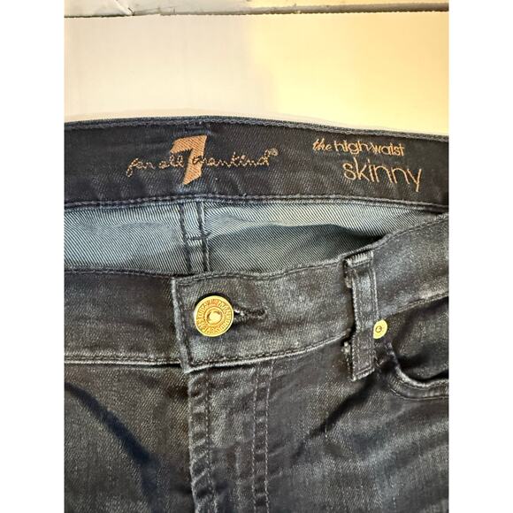 7 For All Mankind Womens Dark Wash High Waisted Skinny Jeans, Size 30 - Picture 4 of 8